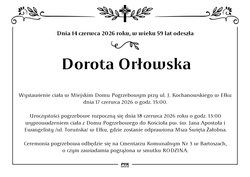 Dorota Orłowska - nekrolog